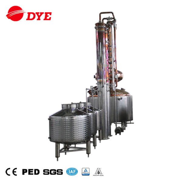 DYE 500 lt copper distiller alambic distilation alcohol electrik column distillation of alcohol