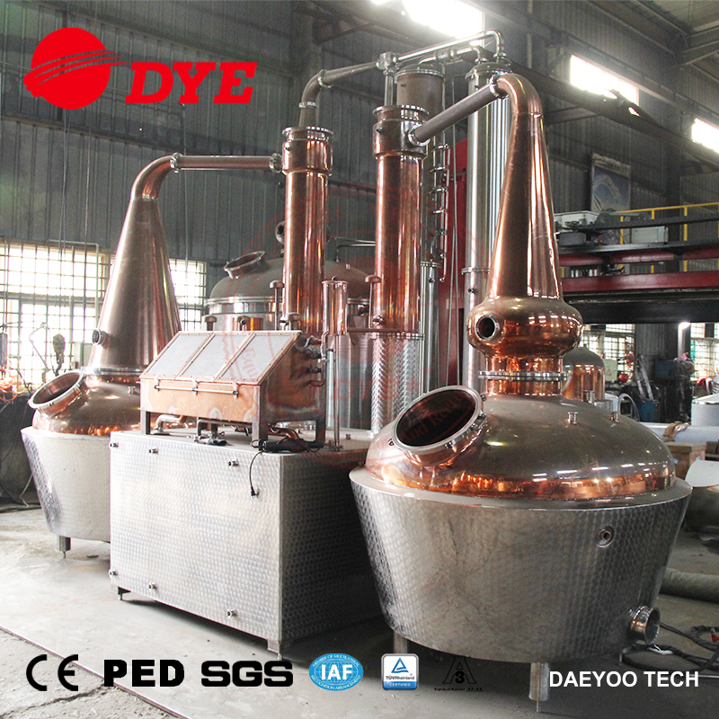1000L Double Copper Pot Whiskey Alcohol Distillation Equipment