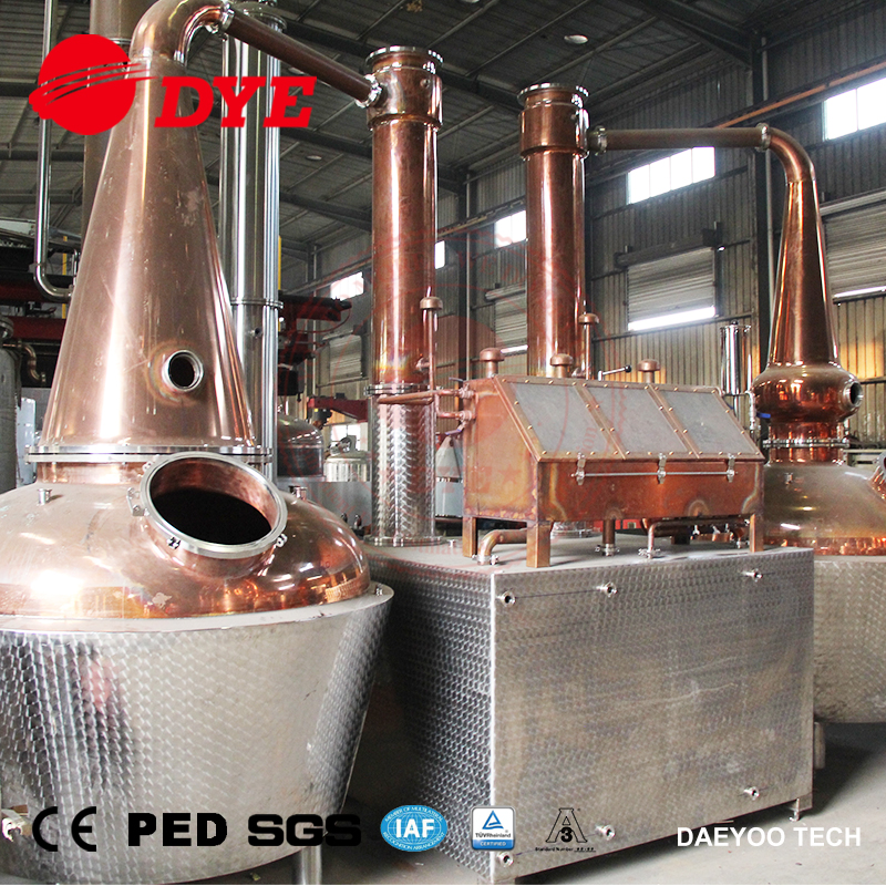 1000L Double Copper Pot Whiskey Alcohol Distillation Equipment